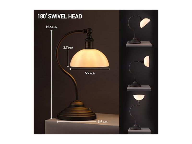 Rechargeable Cordless Battery Operated Glass Bronze Table Lamp For Bedroom White image number 3