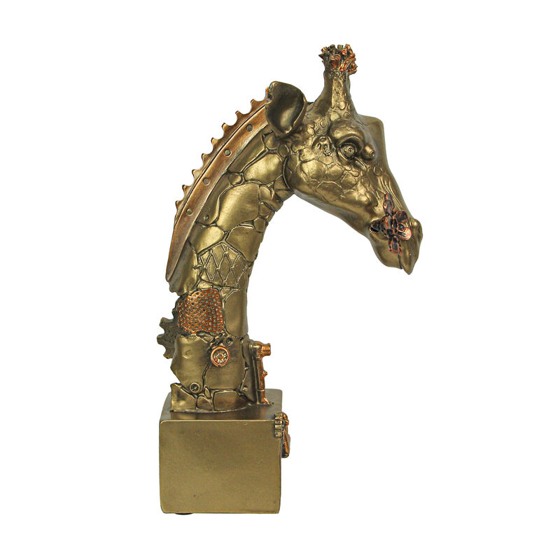 Resin Bronze Finish Steampunk Giraffe Sculpture Home Decor Statue Figurine Art image number 2