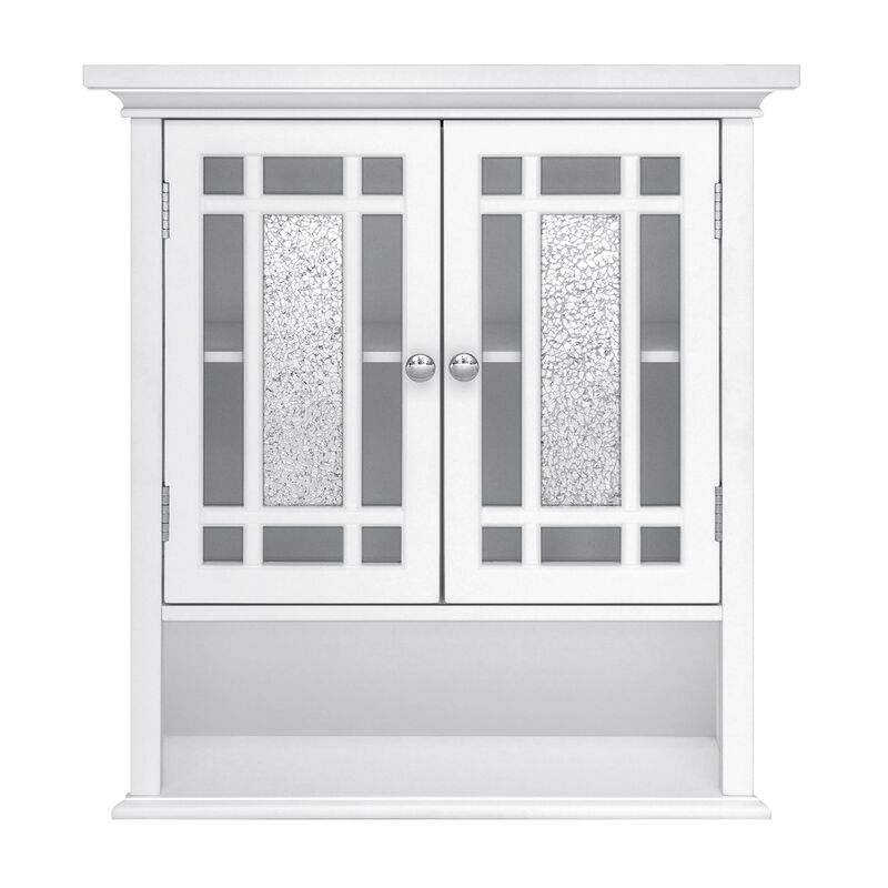 Teamson Home Windsor Removable Wooden Wall Cabinet with Glass Mosaic Doors- White