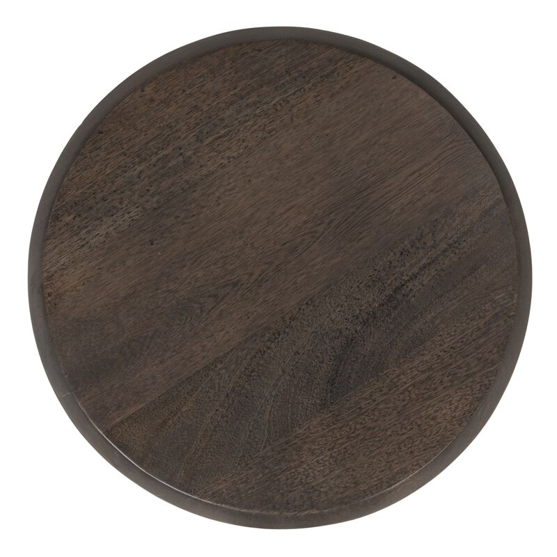 Round Ribbed Mango Wood Side Table image number 2
