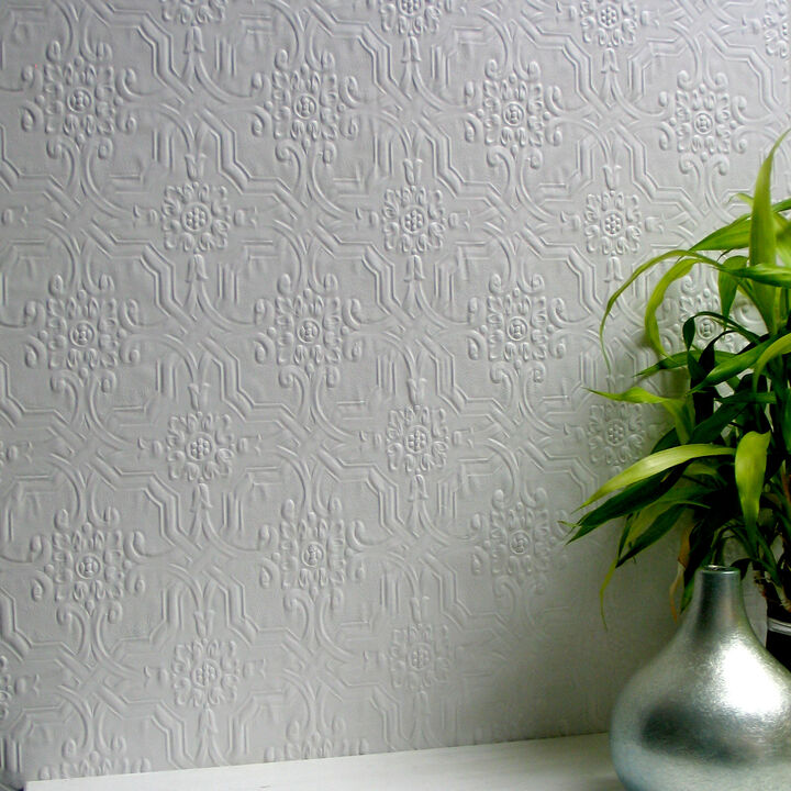 Berkeley White Paintable Anaglypta Original Wallpaper