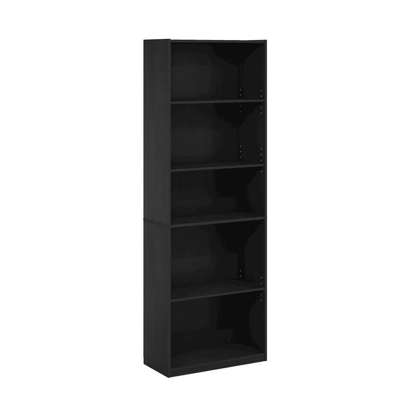 Gehry 5-Tier Bookcase, Bookshelf with Adjustable Shelves, Blackwood