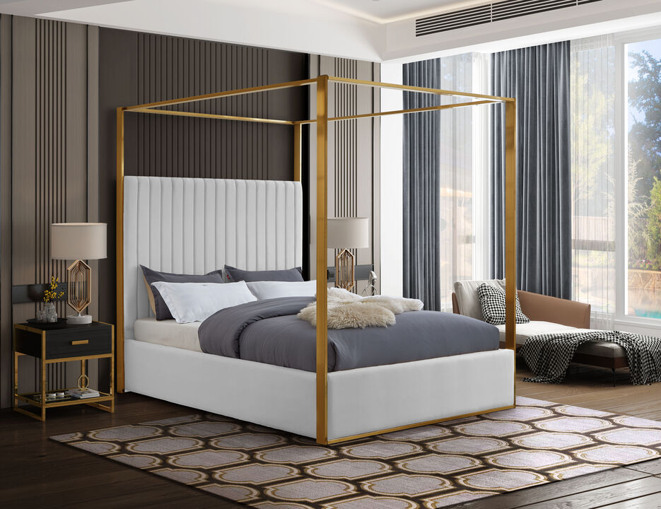 Meridian Furniture Jones White Vegan Leather Queen Bed
