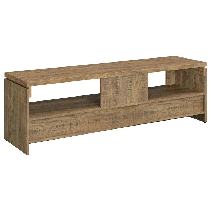 59 Inch TV Media Entertainment Console with 2 Drawers, Warm Wood Brown - Benzara