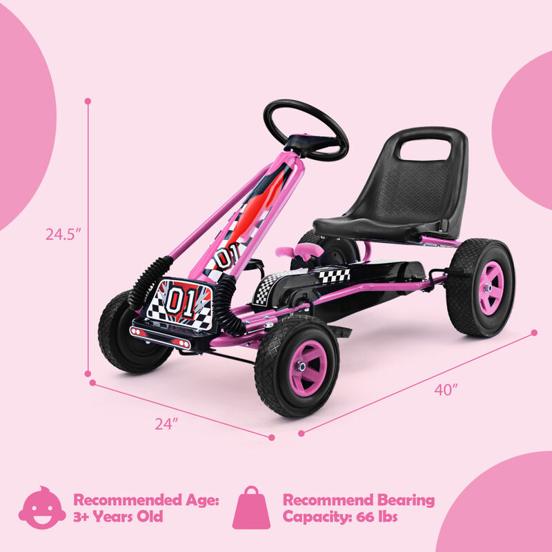 4-Wheel Kids Pedal Go-Kart Ride-On Racer Car for Outdoor Play image number 2