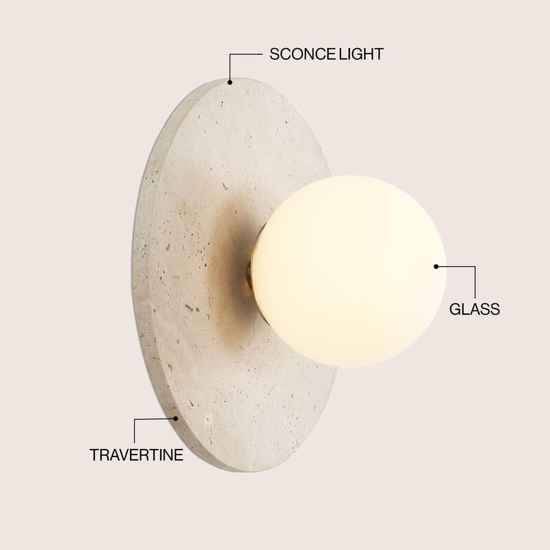 Tivoli Modern Minimalist 1-Light Ovoid Marble Stripe LED Wall Sconce image number 2