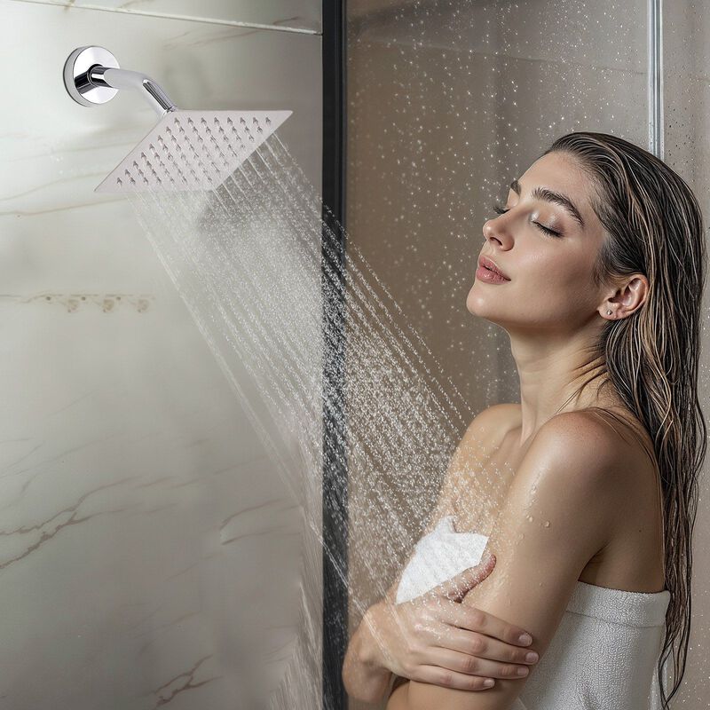Ceiling Mount Rainfall Shower with 2-in-1 Handheld Spray, Brass Valve and Trim image number 1