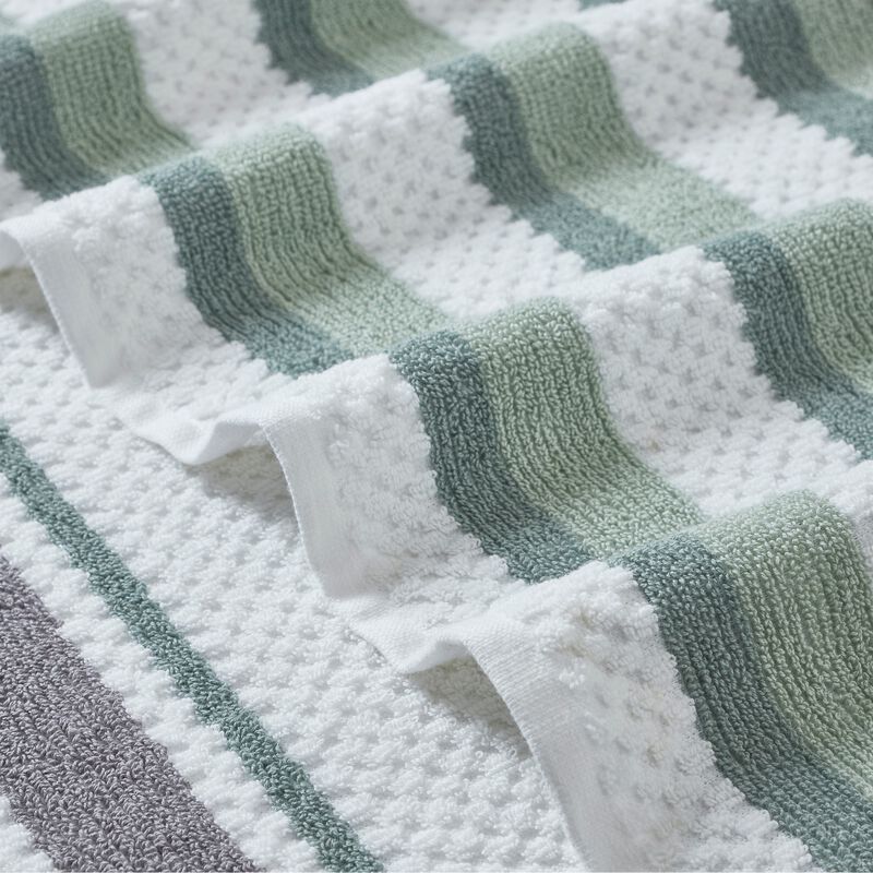 Nyx 6pc Soft Cotton Towel Set, Striped, White, Light Gray By The Urban Port - Benzara