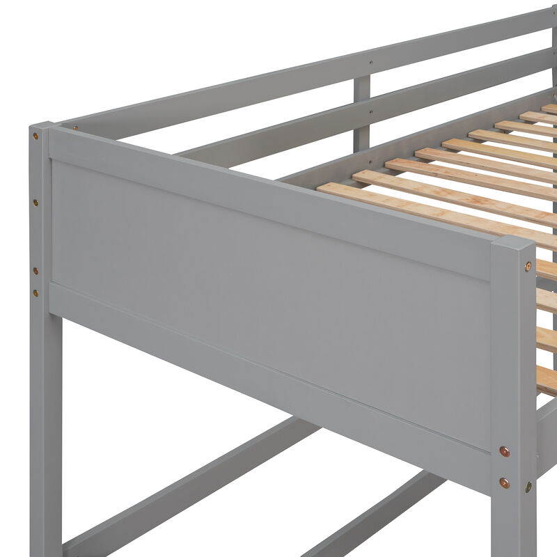 Whisen Solid Wood Twin Size Loft Bed with Ladder-Espresso