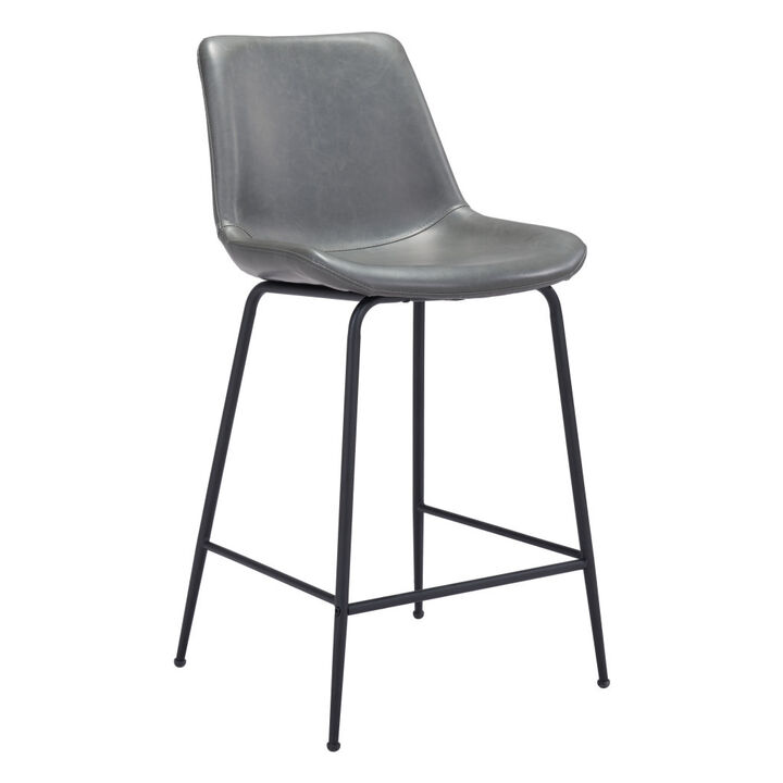 Hivvago 26 Inch Gray And Black Steel Low Back Counter Height Bar Chair