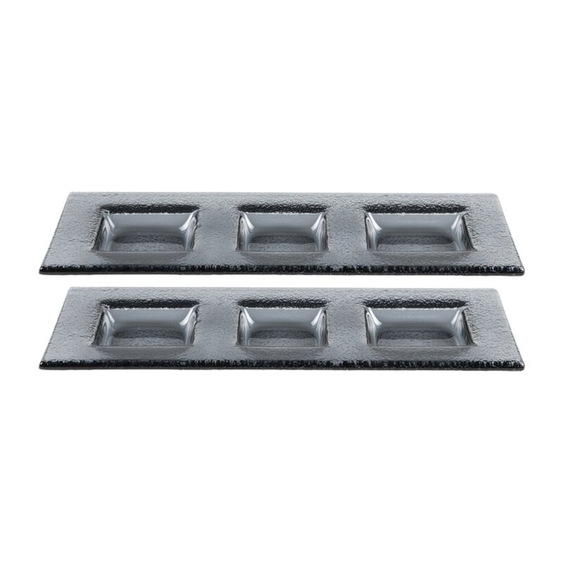 Turgla Fusion Glass 12.25" x 4" Rectangular Charcoal Glass Sectional Plate (Set of 2) image number 0