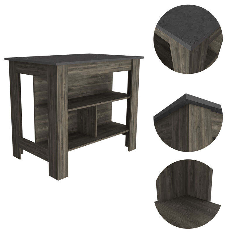 Streamdale Cala Kitchen Island, Four Legs, Three Shelves - Dark Brown Onyx image number 2