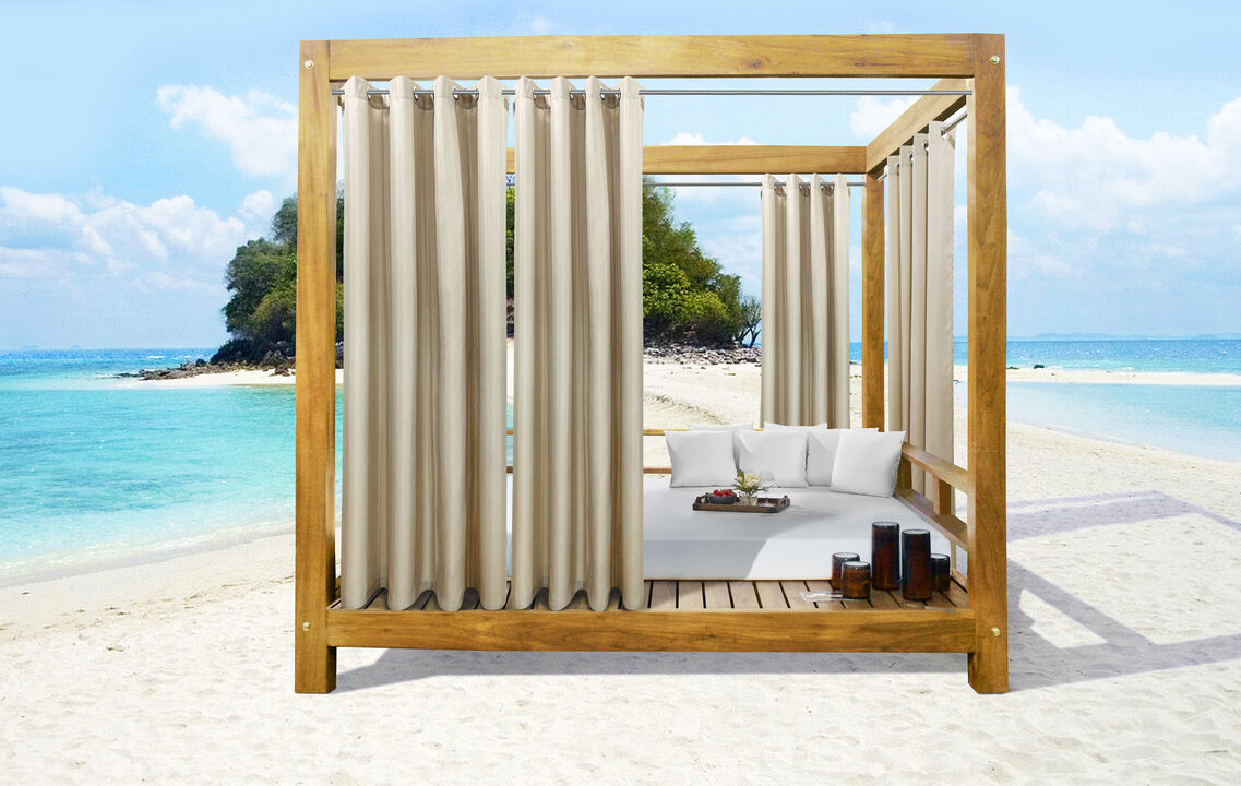 Commonwealth Seascapes Light Filtering Provide Privacy and Shade Grommet Outdoor Panel Pair Each Linen