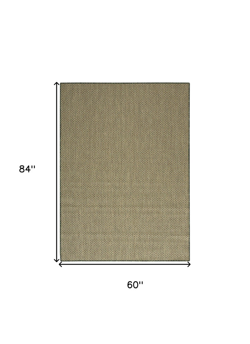 HomeRoots 5' X 7' Green And Taupe Geometric Indoor Outdoor Area Rug image number 3