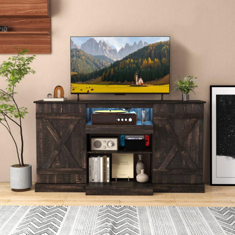 Hivvago 58 Inches TV stand for TVs up to 65 Inches with 20 Color Led Lights-Coffee