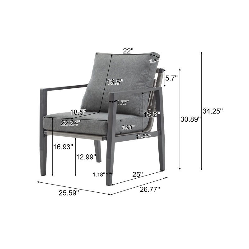 Merax Outdoor Lounge Chair with Sleek Rope Accents