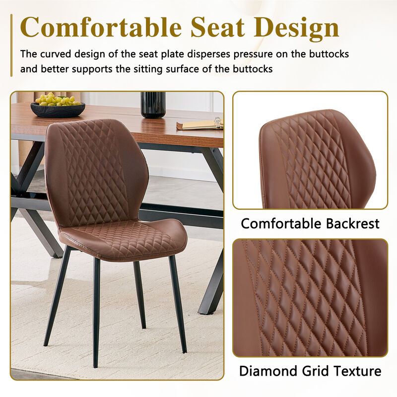 Whisen 4-Pack PU Leather Dining Chairs with Metal Legs, Light Luxury Upholstered Accent Chairs for Dining Room, Office, Study image number 4