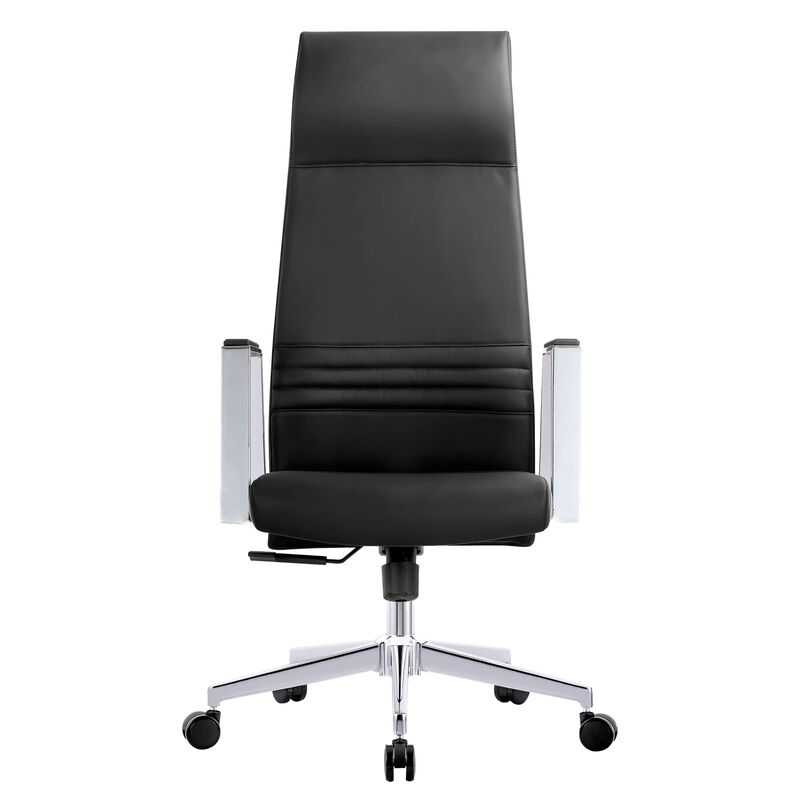 LeisureMod Aleen Modern High-Back Office Chair in Upholstered Leather and Iron Frame with Swivel and Tilt