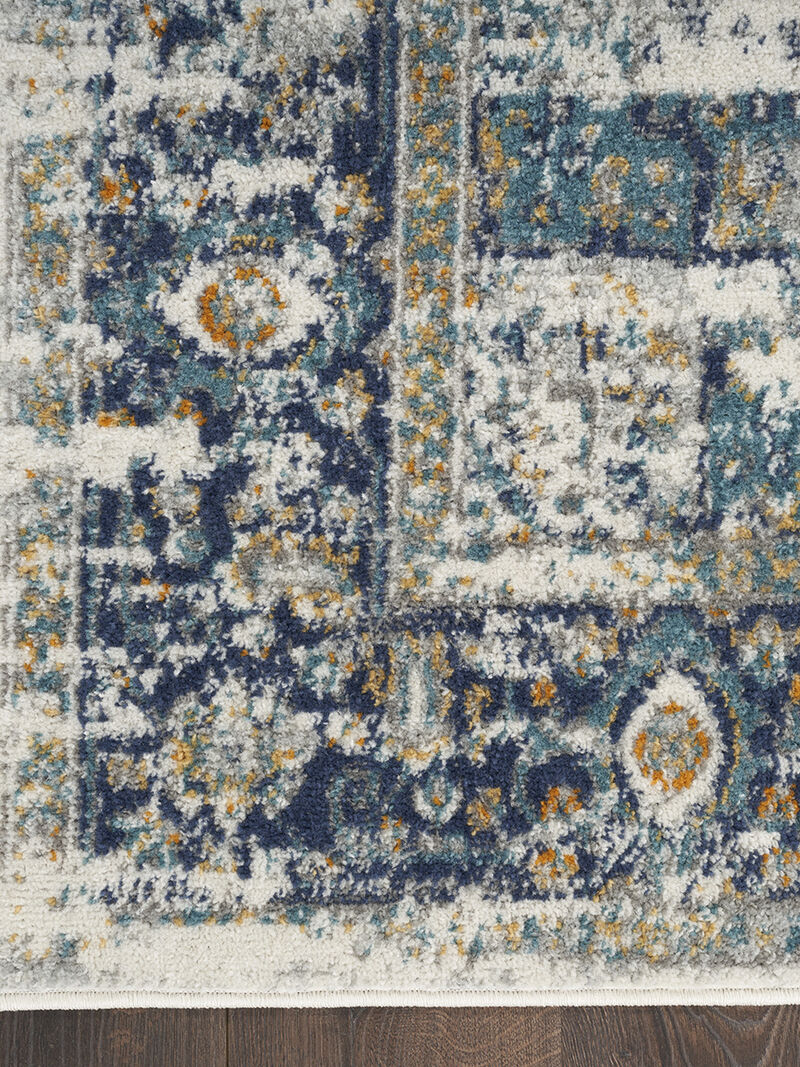 Passion PSN03 Ivory/Gray/Blue 2'2" x 10' Rug image number 2