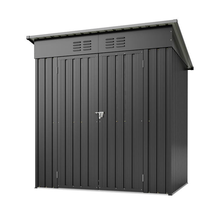 6 x 4 ft Outdoor Storage Shed, All Weather Tool Shed for Garden, Backyard, Lawn, Black