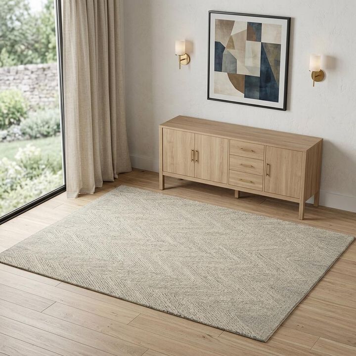 HomeRoots Wool Chevron Area Rug