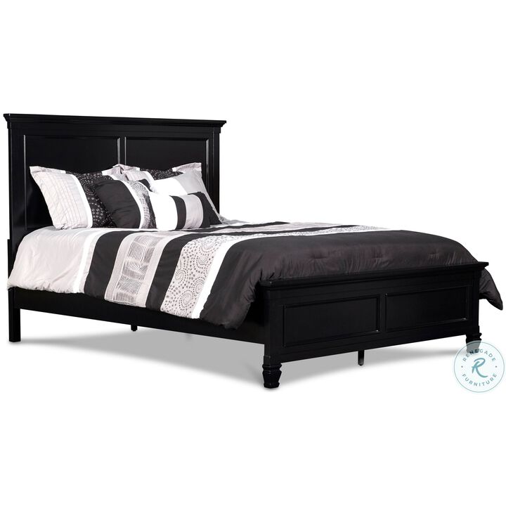 Umi King Size Bed, Classic Panel Design with Molded Details, Black Wood - Benzara