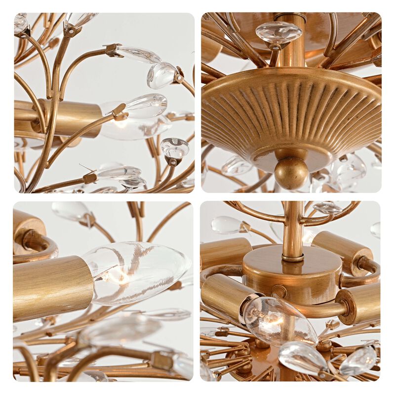 Freya Brushed Brass 4-light Crystal Beaded 9-Branch Chandelier image number 2
