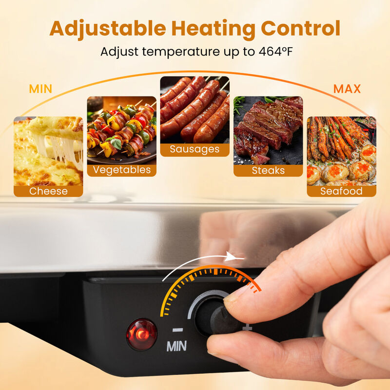 Electric Table Grill and Griddle with Reversible Nonstick Plate for 8 People image number 4