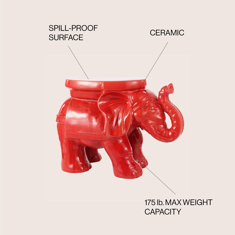 White Elephant Ceramic Garden Stool