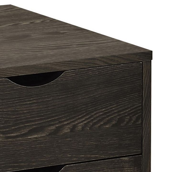 20 Inch Wood Rolling File Cabinet, 1 Large Cabinet, 1 Drawer, Dark Oak-Benzara