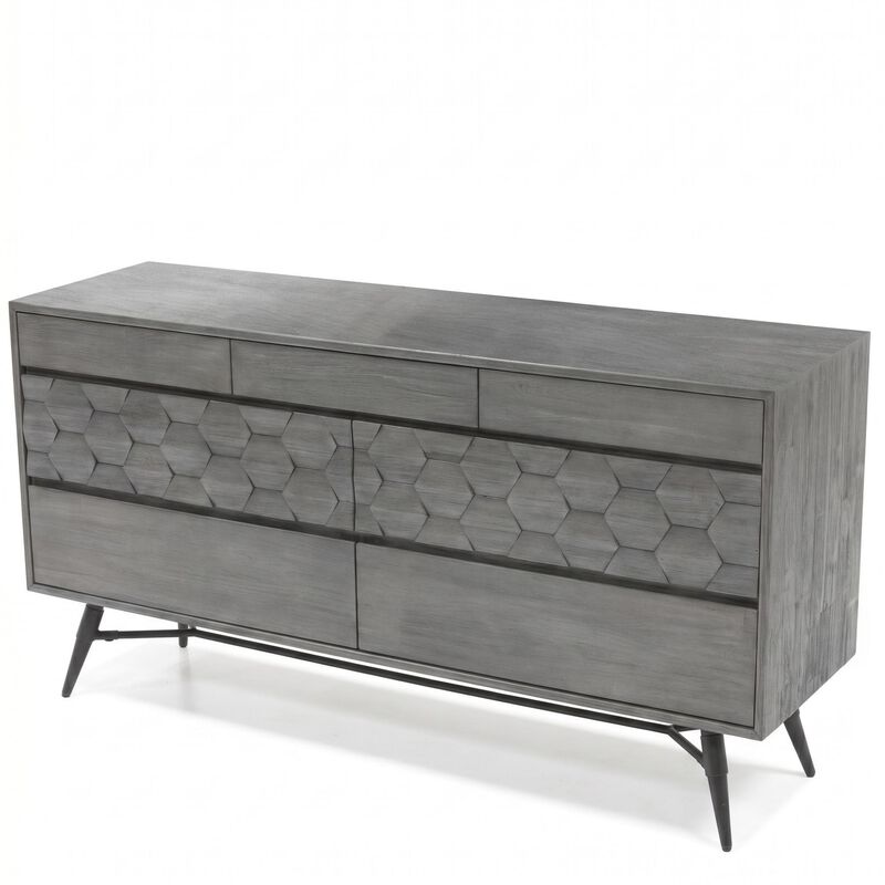 6 Drawer Dresser in Gray Acacia Wood image number 5