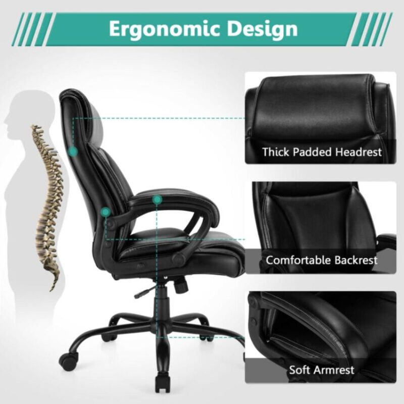 Hivvago 400 Pounds Big and Tall Adjustable High Back Leather Office Chair