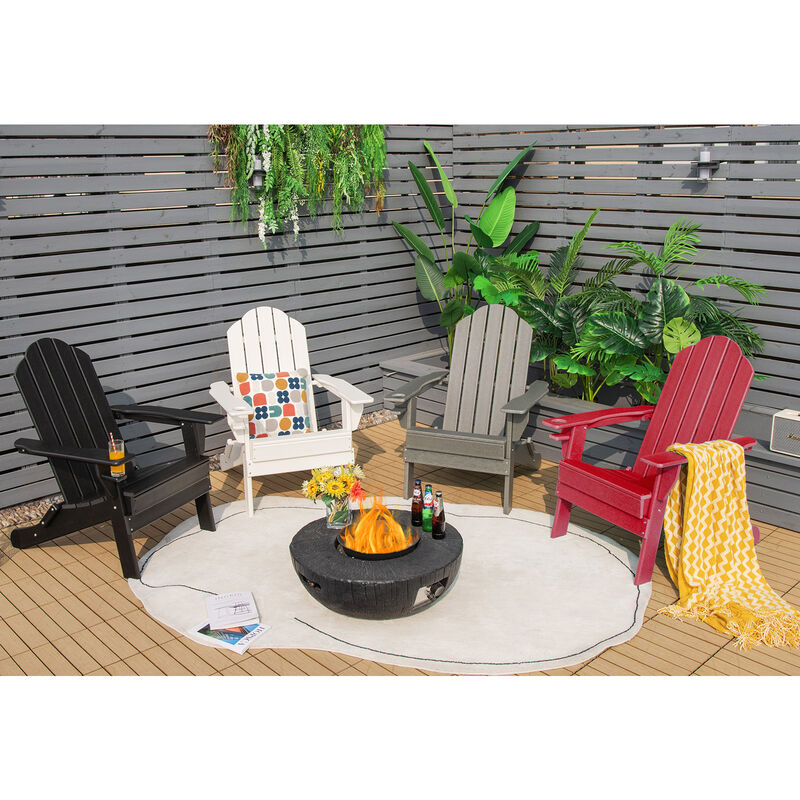 Foldable Weather Resistant Patio Chair with Built-in Cup Holder