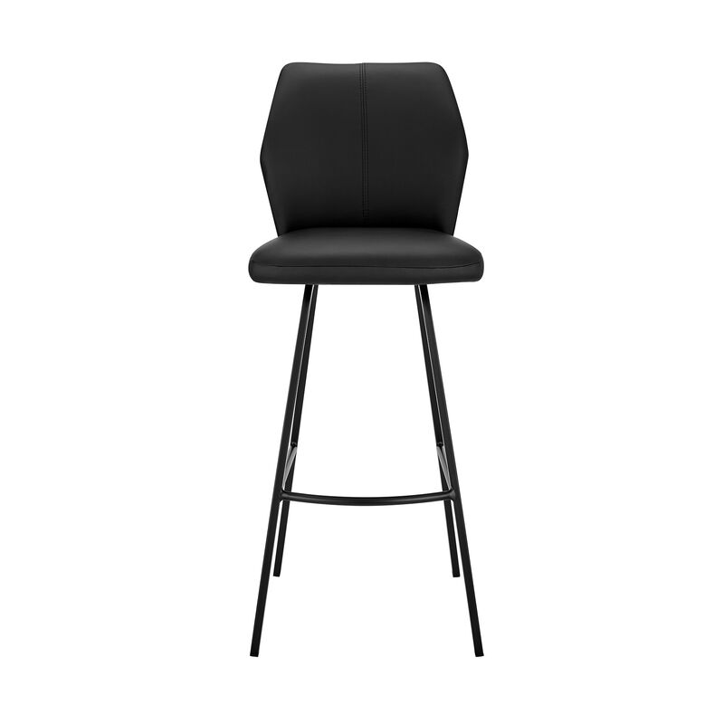 HomeRoots 26" Black Faux Leather and Iron Counter Height Bar Chair image number 0