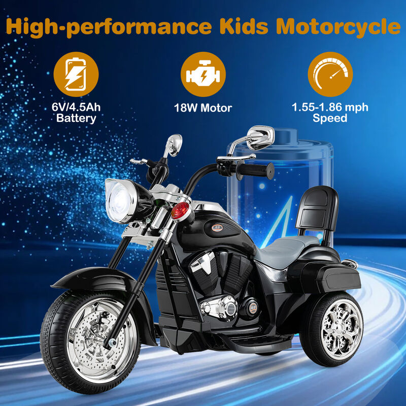 6V Toddler Electric Ride-On Bike with 3 Wheels, Horn and Front Headlight image number 4