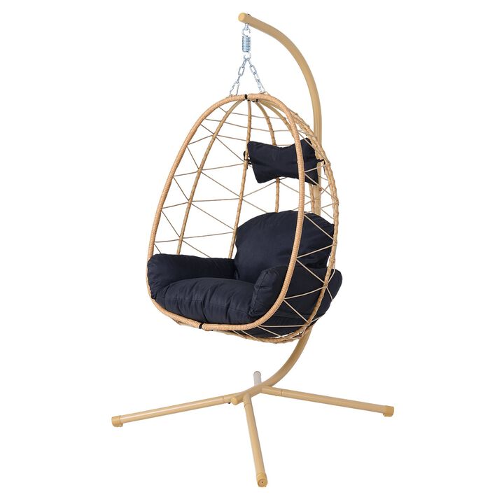 Hivvago Wicker Hanging Egg Chair with Stand