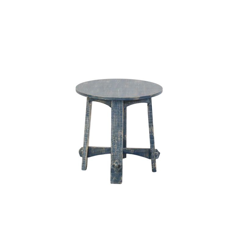 Sunny Designs Marina Farmhouse Mahogany Wood End Table in Ocean Blue