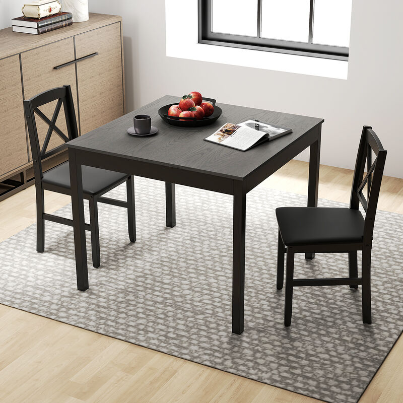 Square Wooden Dining Table Set for 2 with 3 Pieces