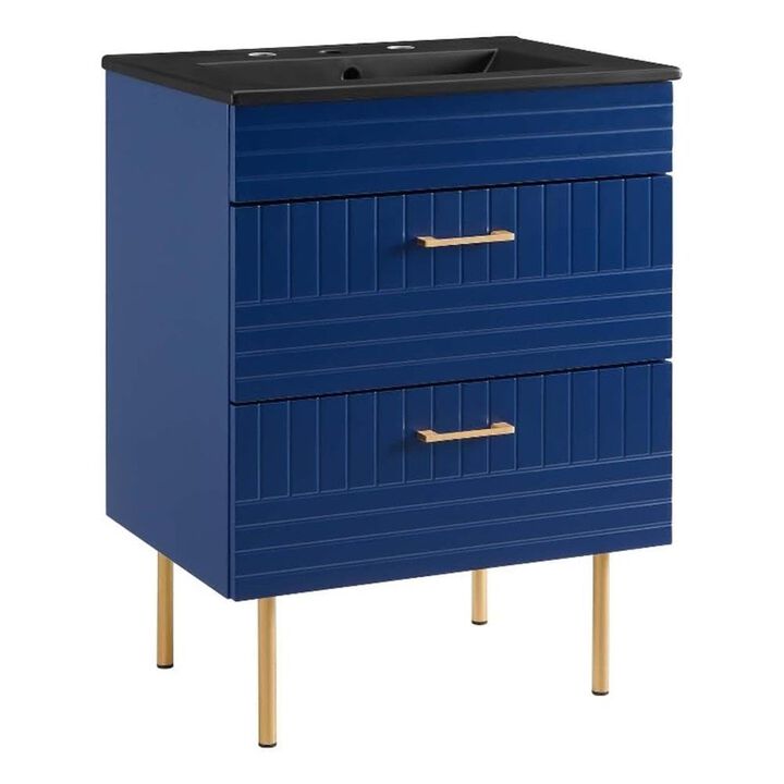 Modway Daybreak Bathroom Vanity, 24" with Black Sink, Blue
