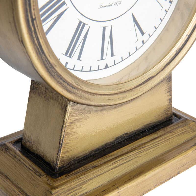 Decorative Metal Mantel Clock, Gold Finish image number 5