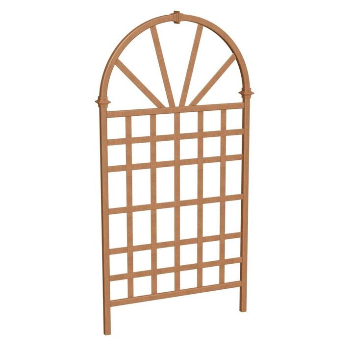Hivvago 77-inch Outdoor Light Brown Vinyl Lattice Garden Trellis with Arched Top