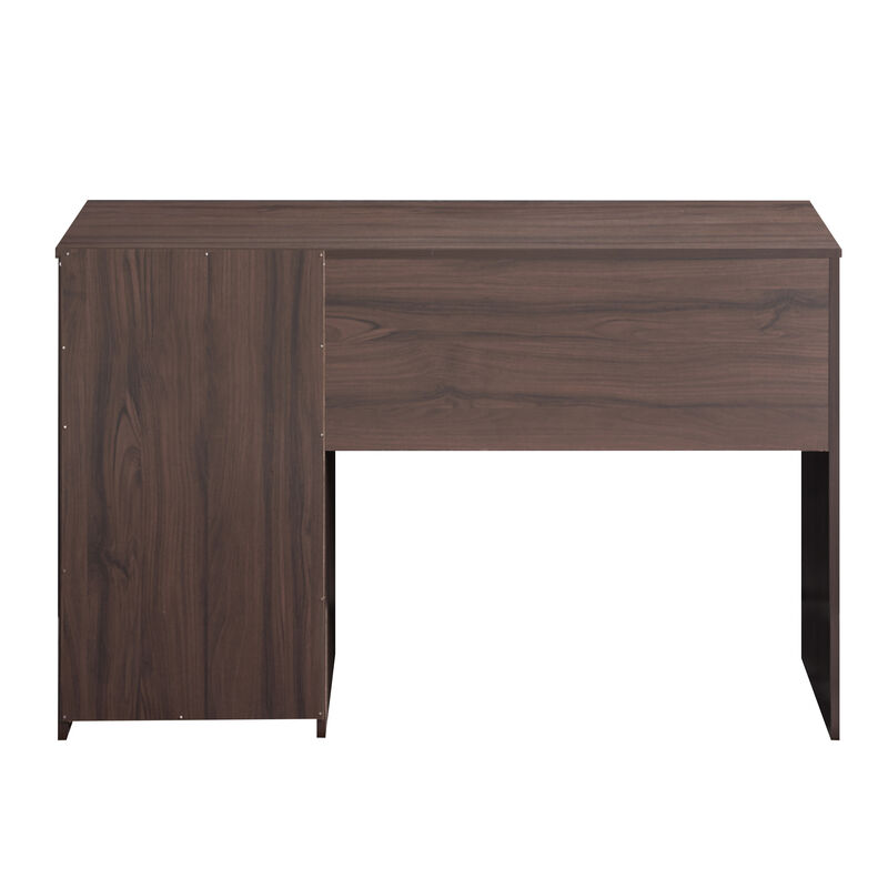 HomeRoots 48" Espresso Wood Pedestal Computer Desk With Two Drawers image number 2