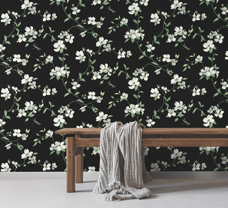 Dogwood Black Wallpaper