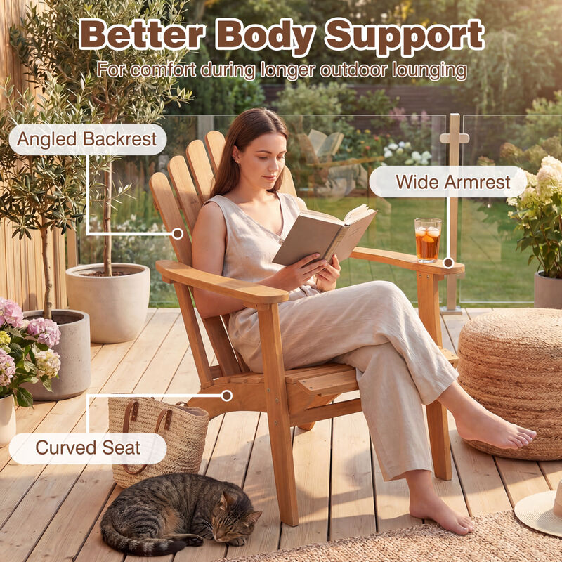Heavy Duty Acacia Wood Patio Chair Outdoor Seating 400 lbs Weight Capacity image number 4