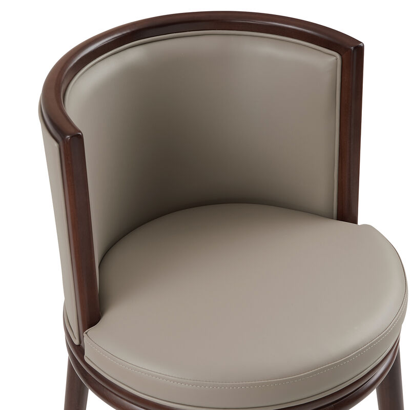 Evalyn Gray Leather Bar Stool