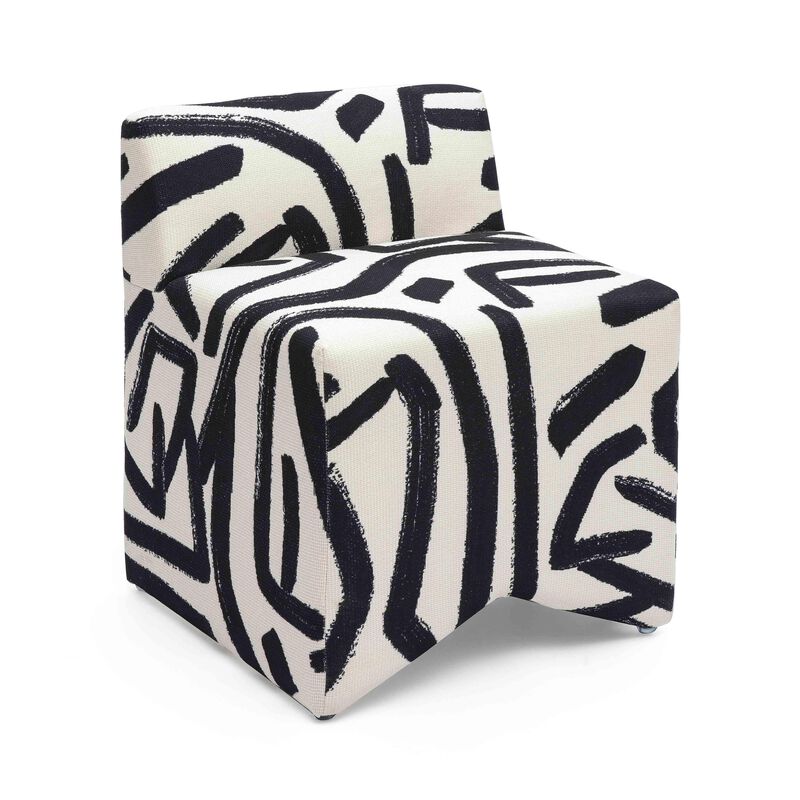 Pippa Black Brushstroke Print Stool image number 0