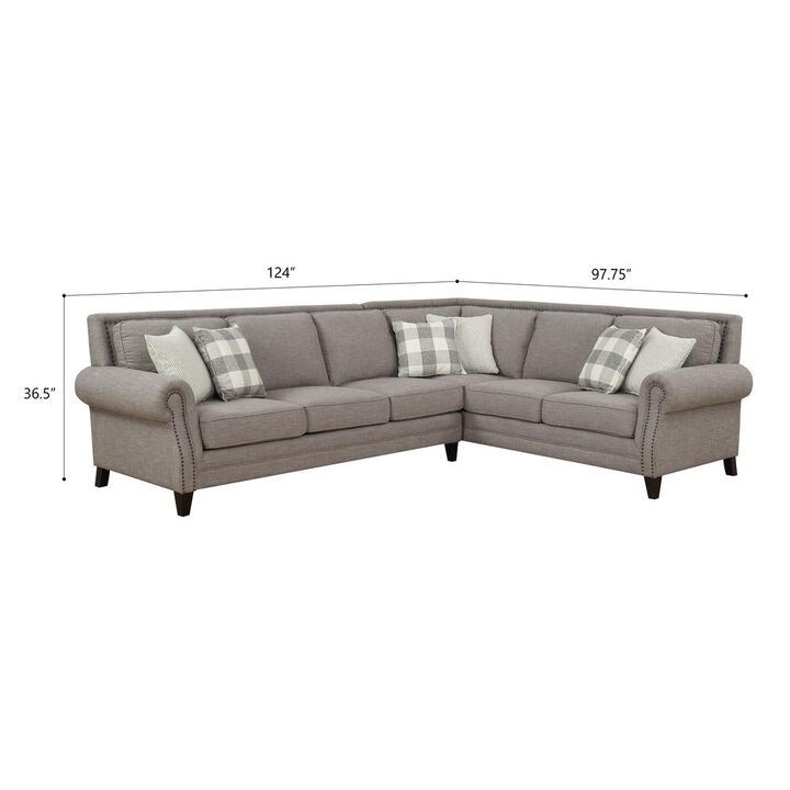 Madrona Burke Sectional with Rolled Arms, Turned Feet, And Nailhead Trim