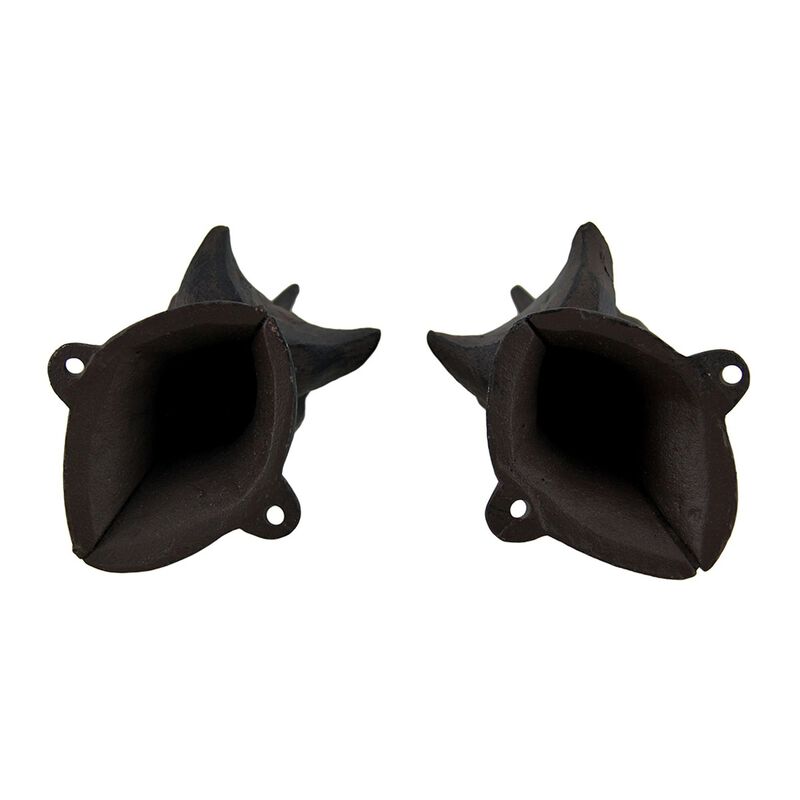Set Of 2 Rustic Cast Iron Rhinoceros Head Wall Hooks image number 2