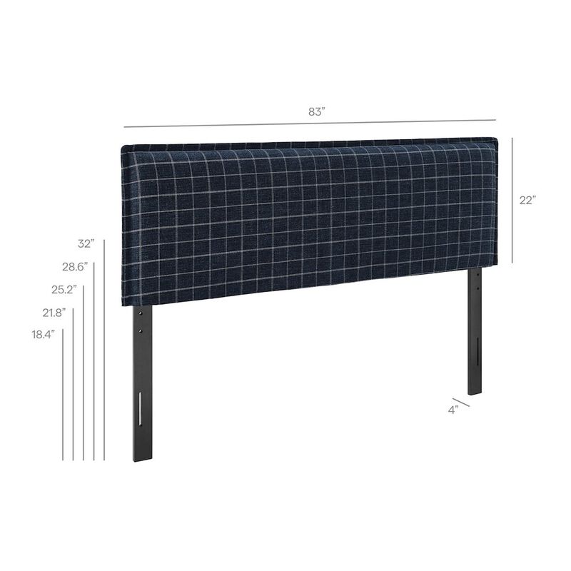 Camille Checkered Linen Blend King Size Headboard image number 2