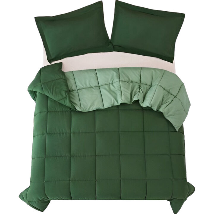 3-Piece Traditional Comforter Set &ndash; Reversible Microfiber All-Season Quilt